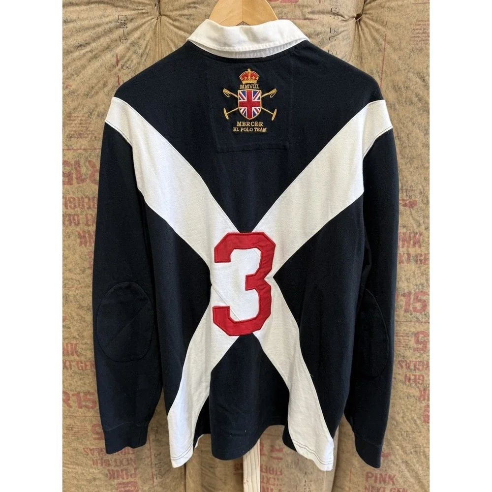 Vintage 90s Polo Ralph Lauren Rugby Mercer Club #3 Heavy Long Sleeve Shirt 2008